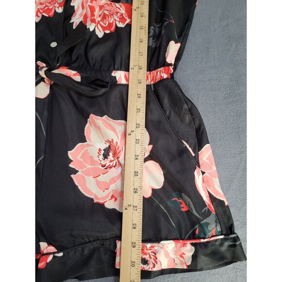 Victoria's Secret Women's SZ LG Satin Floral Romper Lounge Black - Picture 8 of 9